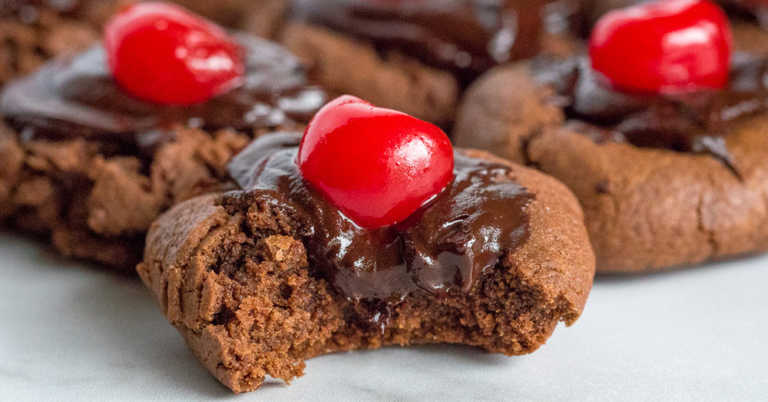 Chocolate Cherry Thumbprint Cookies