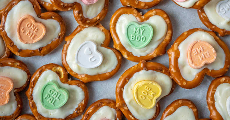 Easy Candied Pretzel Hearts