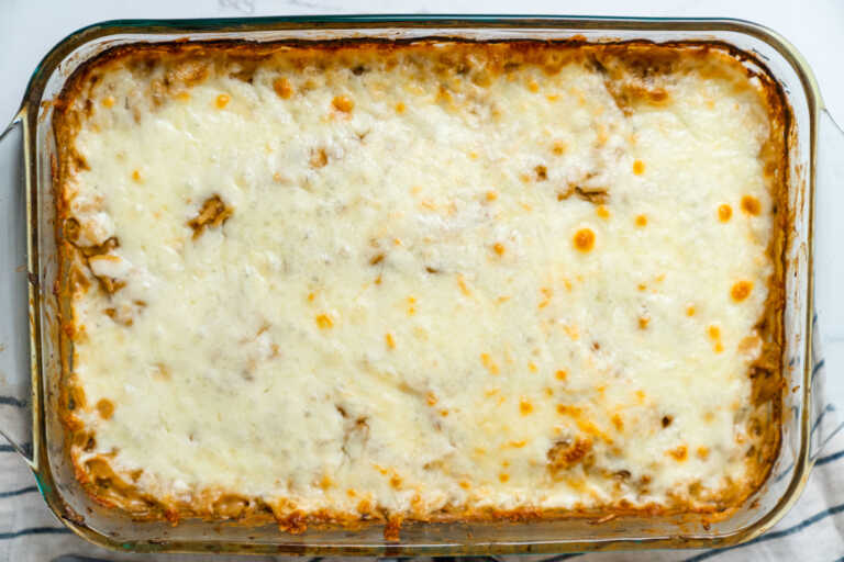 French Onion Orzo Bake