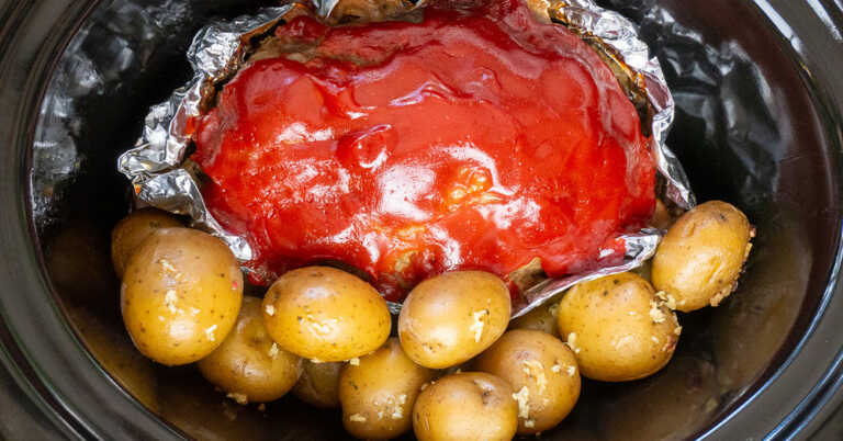 Slow Cooker Meatloaf and Potatoes