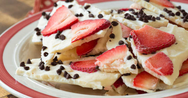 Chocolate Strawberry Greek Yogurt Bark